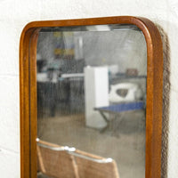 Vintage Mid Century Teak Wood Hanging Wall Mirror, 1960s