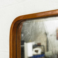 Vintage Mid Century Teak Wood Hanging Wall Mirror, 1960s