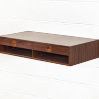 Vintage Mid Century Danish Modern Wall Mounted Floating Shelf in Rosewood, 1960s