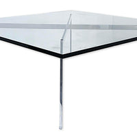 Mid Century Bauhaus Square Glass and Chrome Barcelona Coffee Table by Mies van der Rohe for Knoll