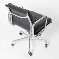 Pair of Eames for Herman Miller Black Leather Soft Pad Office Chairs