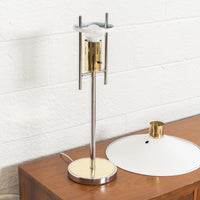 Vintage Mid Century Modernist Polished Chrome and Brass Table Lamp, 1970s