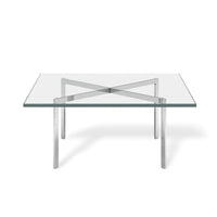 Mid Century Bauhaus Square Glass and Chrome Barcelona Coffee Table by Mies van der Rohe for Knoll