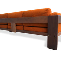 1970s Mid Century Orange Three-Seat Bastiano Sofa by Tobia Scarpa for Knoll