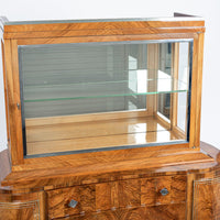 French Art Deco Burl Wood and Glass Bar Cabinet, 1930s