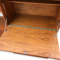 Mid Century Teak Wood Wall Shelving Unit or Media Console Bookcase