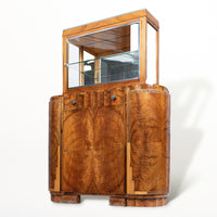 French Art Deco Burl Wood and Glass Bar Cabinet, 1930s