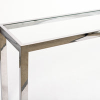 Mid Century Chrome & Glass Sofa Table in the Style of Milo Baughman