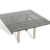 Mid Century Tobia Scarpa for Knoll Andre Square Glass & Chrome Dining Table