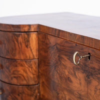 Antique Art Deco Burlwood Secretary Desk Cabinet, 1930s