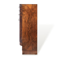 Antique Art Deco Burlwood Secretary Desk Cabinet, 1930s