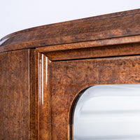 French Art Deco Burl Wood Mirrored Armoire Cabinet, 1930s