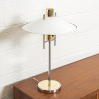 Vintage Mid Century Modernist Polished Chrome and Brass Table Lamp, 1970s