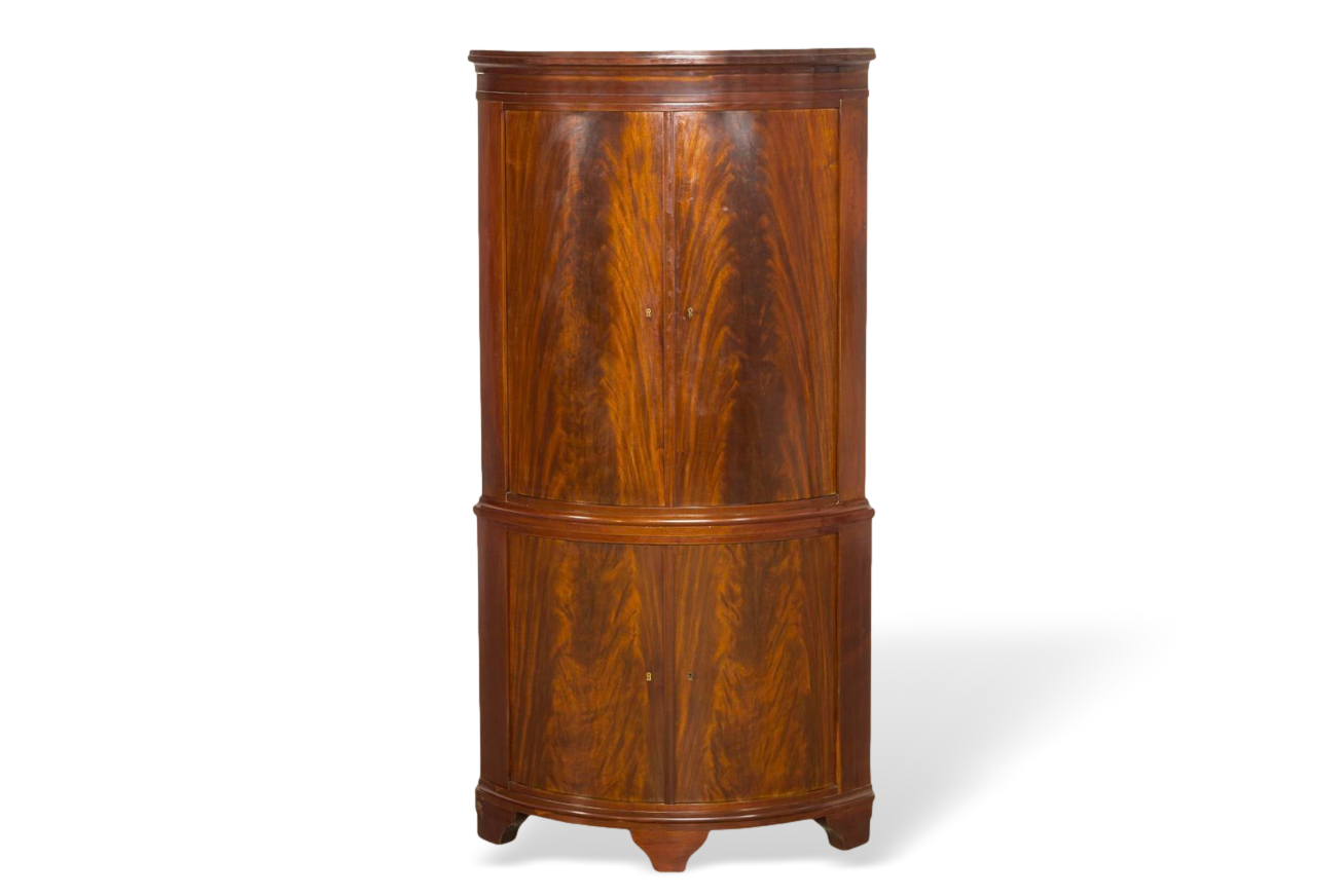 Exceptional Antique Art Deco Burl Wood Tall Corner 1920s capsule
