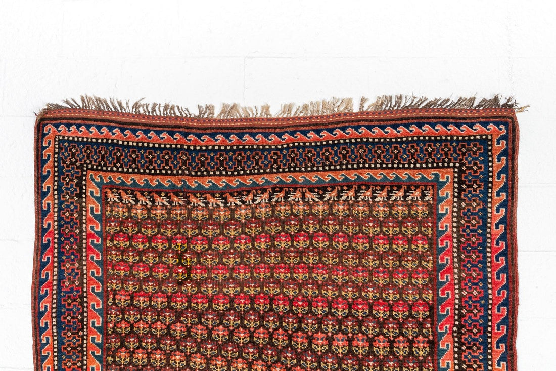 Antique West Persian Kurd Pink & Red Wool Floor Rug