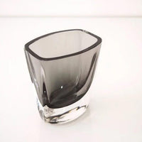 Vintage Mid Century Smoked Gray Heavy Glass Decorative Vase