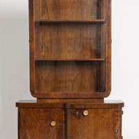 Antique Art Deco Wood and Beveled Glass Display Cabinet Vitrine, 1930s