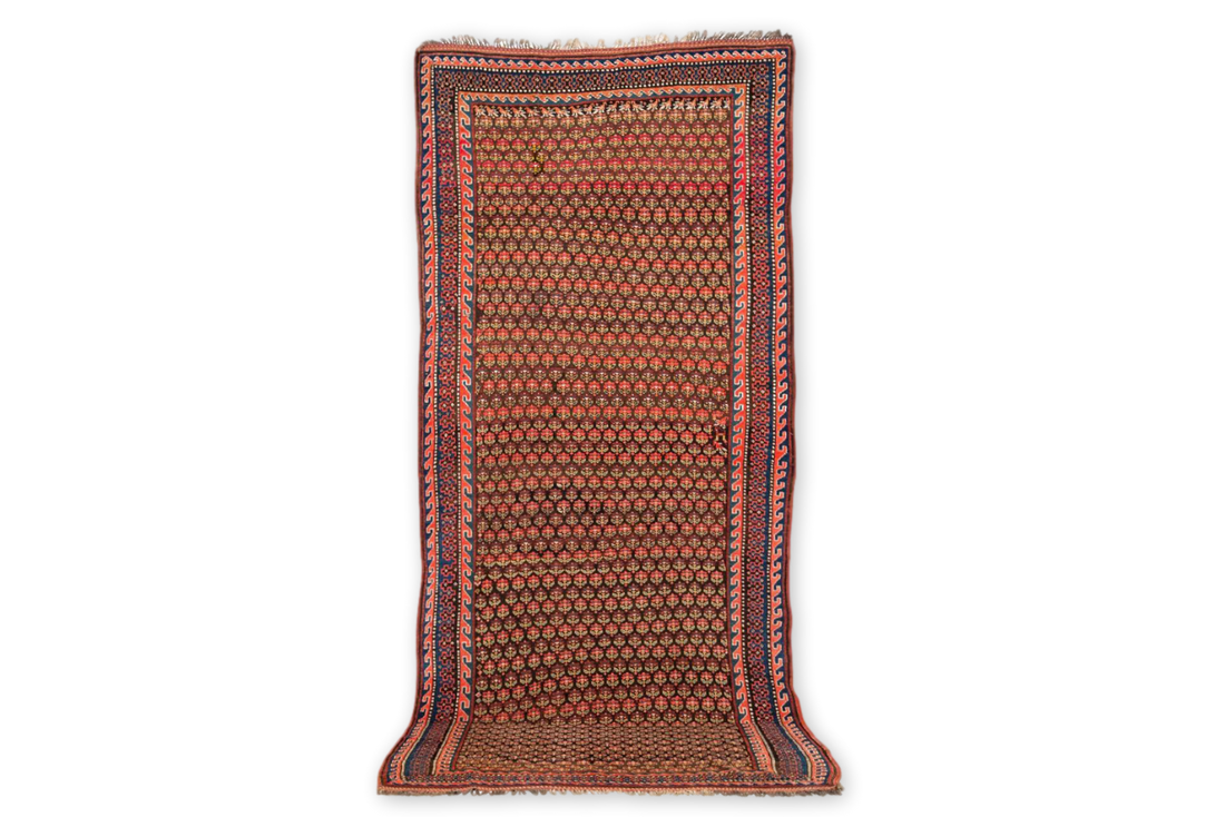 Antique West Persian Kurd Pink & Red Wool Floor Rug