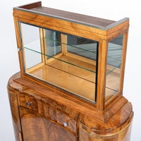 French Art Deco Burl Wood and Glass Bar Cabinet, 1930s