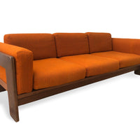 1970s Mid Century Orange Three-Seat Bastiano Sofa by Tobia Scarpa for Knoll