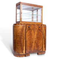 French Art Deco Burl Wood and Glass Bar Cabinet, 1930s