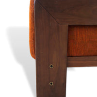 1970s Mid Century Orange Three-Seat Bastiano Sofa by Tobia Scarpa for Knoll