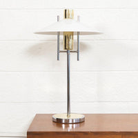 Vintage Mid Century Modernist Polished Chrome and Brass Table Lamp, 1970s