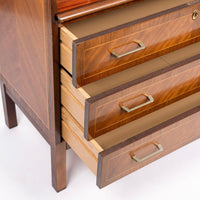 Mid Century Swedish Two-Toned Inlaid Rolltop Secretary Desk