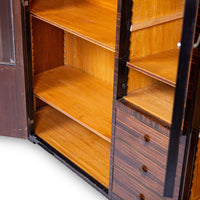 Antique Art Deco Zebra Wood and Glass Display Cabinet, 1930s