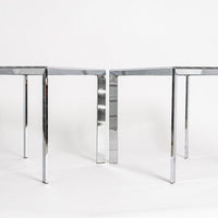 Vintage Mid Century Chrome & Glass Side Tables Baughman Style