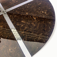 Vintage 1970s Chrome and Marble Resin Round Coffee Table Baughman Style