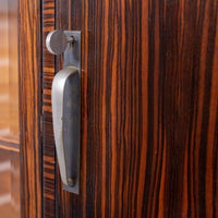 Antique Art Deco Zebra Wood and Glass Display Cabinet, 1930s