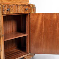 French Art Deco Burl Wood and Glass Bar Cabinet, 1930s