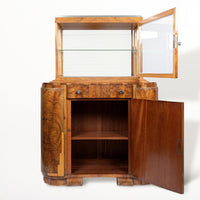 French Art Deco Burl Wood and Glass Bar Cabinet, 1930s