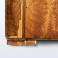 French Art Deco Burl Wood and Glass Bar Cabinet, 1930s