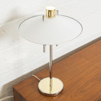 Vintage Mid Century Modernist Polished Chrome and Brass Table Lamp, 1970s