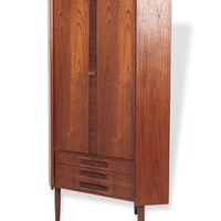 Mid Century Danish Modern Teak Wood Corner Cabinet or Bar Cabinet