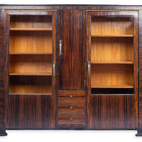 Antique Art Deco Zebra Wood and Glass Display Cabinet, 1930s