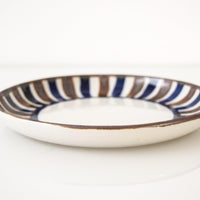 Vintage Mid Century Danish Modern Dansk Brown & Blue Striped Ceramic Bowl