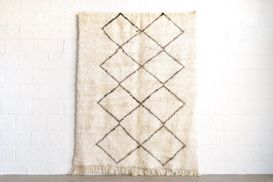 Vintage Moroccan Beni Ourain Tribal Wool Floor Rug