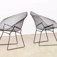 Original Vintage Mid Century Harry Bertoia for Knoll Black Diamond Wire Lounge Chair