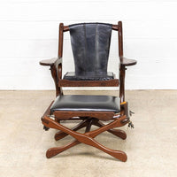 Vintage Mid Century Mexican Modern Don Shoemaker for Senal Rosewood & Black Leather Sling Chair with Ottoman