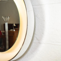 Vintage Mid Century Lightolier Round Lighted Wall Mirror