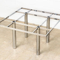 Mid Century Tobia Scarpa for Knoll Andre Square Glass & Chrome Dining Table