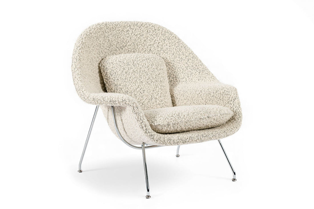 Early Restored Mid Century Ivory Wool Womb Chair by Saarinen for Knoll, Multiples/Custom Avail