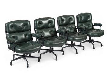 Time Life Green Leather Office Chairs by Eames for Herman Miller, 1996 Set of 4