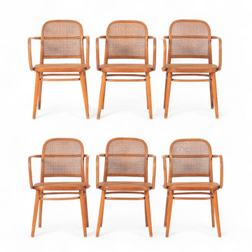 Vintage Bent Wood & Wicker Cafe Chairs by Josef Hoffman for Ligna