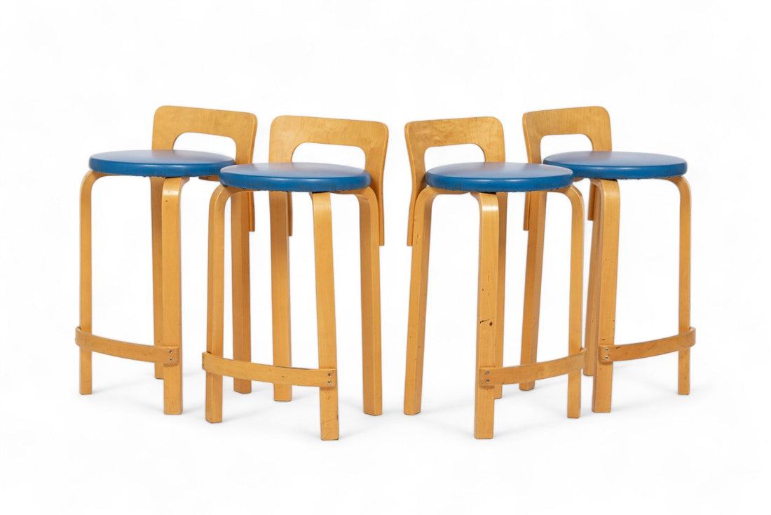 Mid Century Finnish Birch Wood K65 Stools by Alvar Aalto for Artek