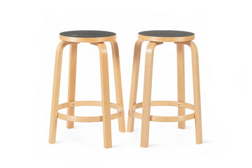 Mid Century Finnish Birch & Black 64 Stools by Alvar Aalto for Artek, 2015