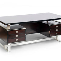 Postmodern Italian Rosewood and Metal Writing Desk by Abbondinterni, 1970s